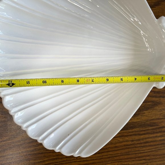 Shell Shaped Scalloped White Ceramic Serving Dish Platter Large 14" Giftcraft - Picture 9 of 13